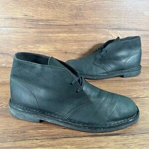 Clarks Desert Black Leather Chukka Boots Men’s Size 11 Shoes